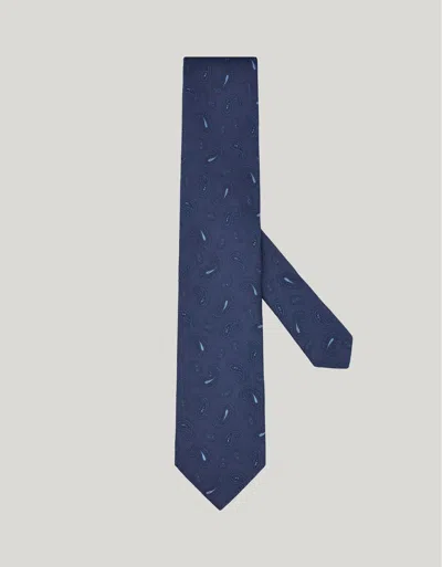 Canali Cravate En Soie Bleu À Motif Cachemire In Blue