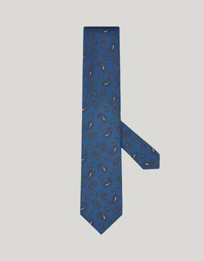 Canali Cravate En Soie Bleu Clair À Motif Cachemire In Blue
