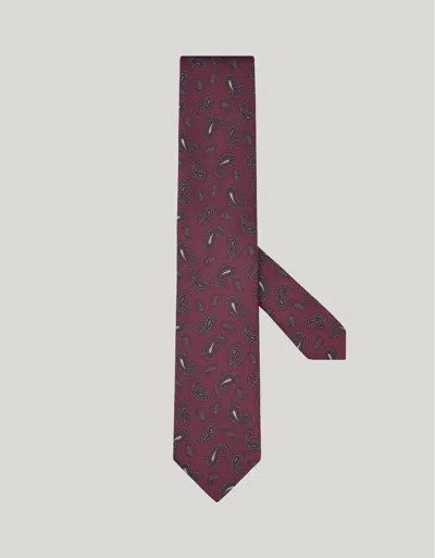 Canali Cravate En Soie Bordeaux À Motif Cachemire In Burgundy