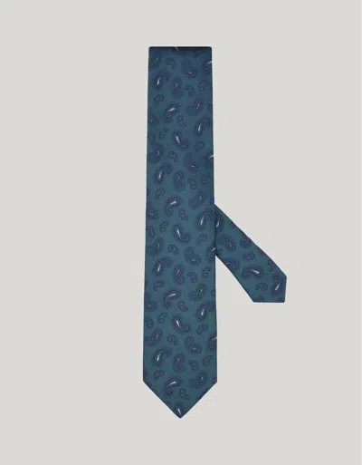 Canali Cravate En Soie Verte À Motif Cachemire In Blue