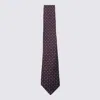 Canali Brown And Blue Wool Tie In Burgundy