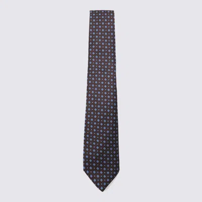 CANALI CANALI BLACK AND BLUE WOOL TIE