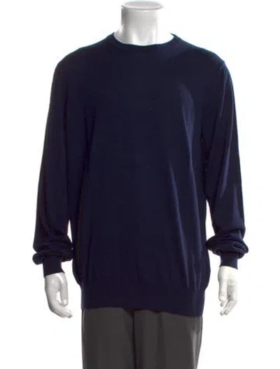 Pre-owned Canali Crew Neck Long Sleeve Pullover In Blue