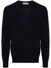 Canali Crew-neck Merino Wool Jumper In Blue