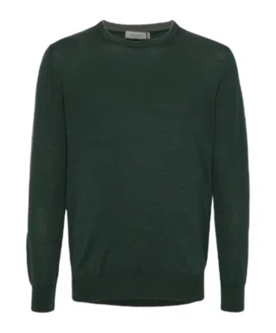 Canali Crew-neck Merino-wool Jumper In Green