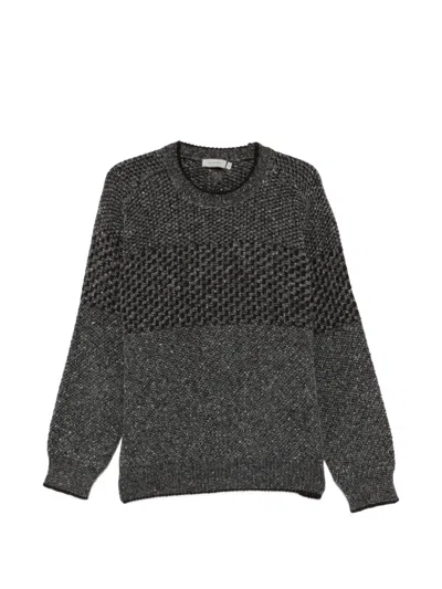 Canali Embroidered Wool Blend Sweater In Gray