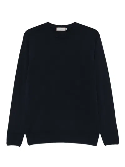 Canali Crew-neck Wool Sweater In Black