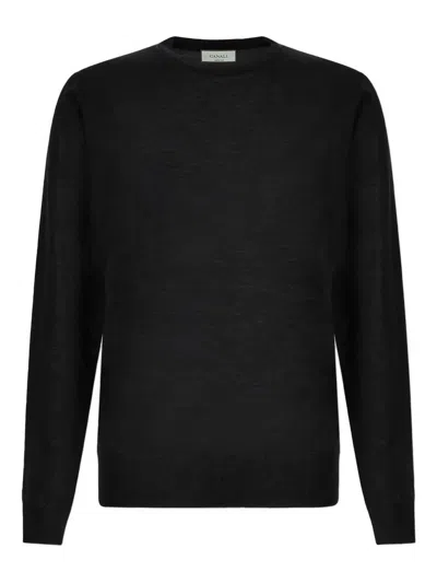Canali Crew-neck Wool Sweater In Black