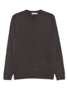 Canali Crew-neck Wool Sweater In Brown