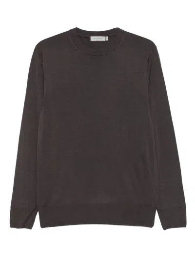Canali Crew-neck Wool Sweater In Brown