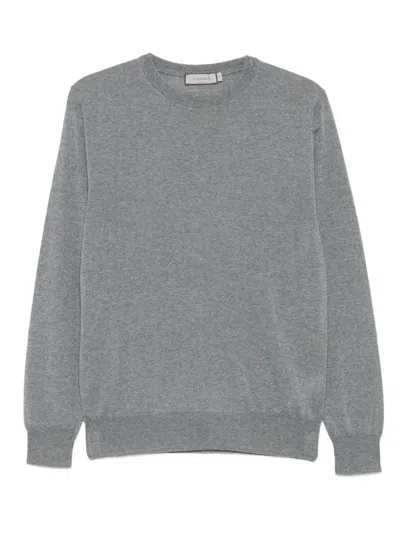 Canali Crew-neck Wool Sweater In Gray