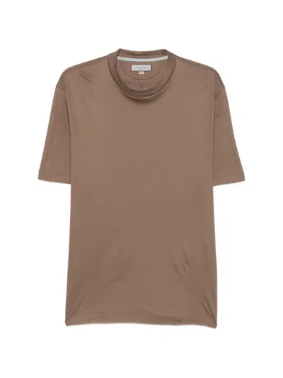 Canali Crew-neck Short-sleeve Sweater In Neutral