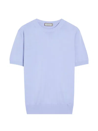 Canali Crew-neck Short-sleeve T-shirt In Blue