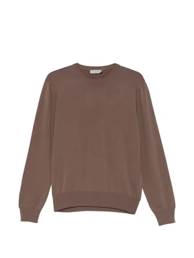 Canali Crew-neck Sweater In Brown