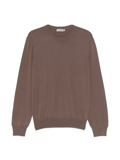 Canali Crew-neck Sweater In Burgundy