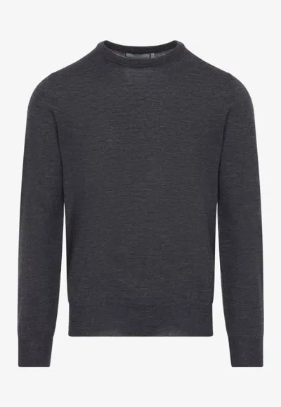 Canali Crewneck Sweater In Virgin Wool In Gray
