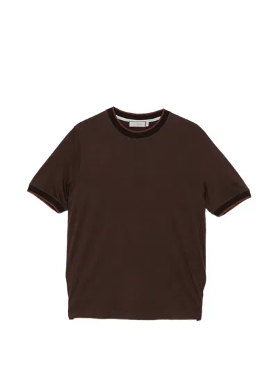 Canali Crewneck T-shirt In Brown