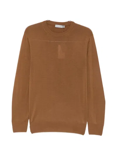 Canali Crew-neck Wool Sweater In Brown