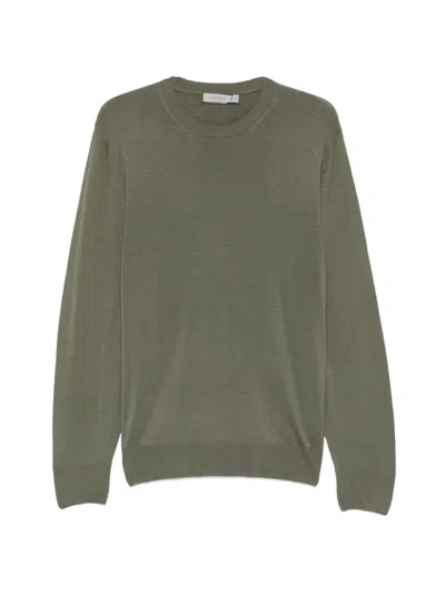 Canali Crew-neck Wool Sweater In Green