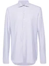 Canali Cutaway-collar Striped Shirt In 紫色
