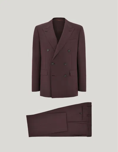Canali Dark Brown Modern Fit Suit In Wool Sallia In Red