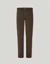 Canali Dark Brown Regular Fit Cotton Five-pocket Denim Pants In Green