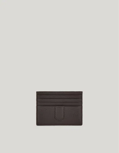 Canali Dark Brown Tumbled Calfskin Card Holder