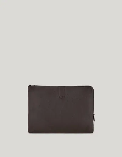 Canali Dark Brown Tumbled Calfskin Ipad Case