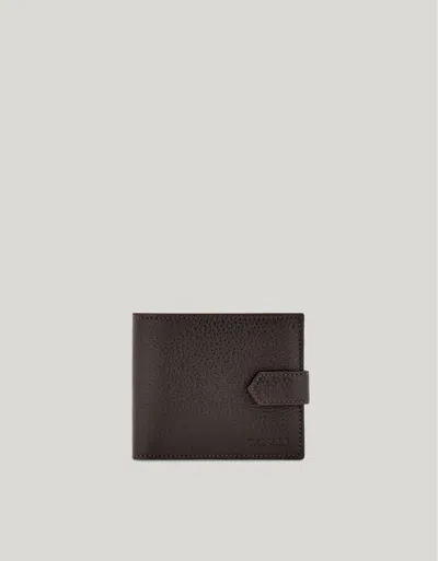 Canali Dark Brown Tumbled Calfskin Wallet