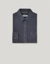 Canali Dark Gray Casual Cotton Shirt With Front Pleats In Gray