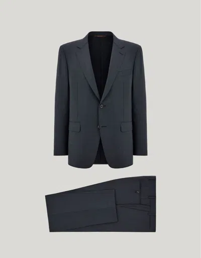 Canali Dark Green  Impeccabile 150's Wool Micro-pattern Regular-fit Suit In Black