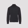 Canali Dark Neutral Wool-cashmere Blend Zip-through Sweater In Black