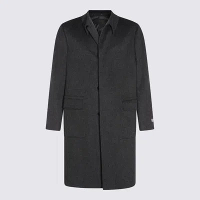 Canali Dark Grey Wool Coat In Black