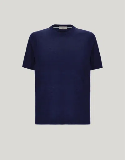 Canali Dark Navy Cotton T-shirt In Blue
