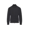 Canali Dark Neutral Wool-cashmere Blend Zip-through Sweater In Blue