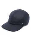 Canali Debossed-logo Wool Baseball Cap In Blue
