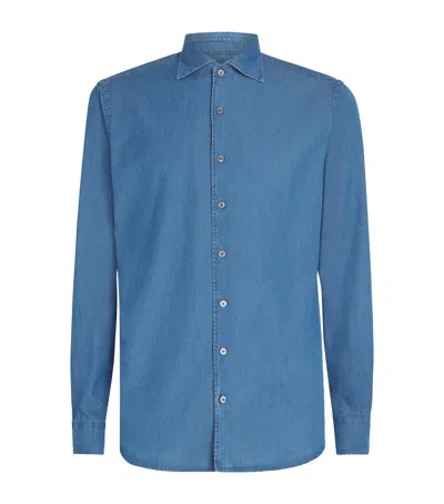 Canali Denim Shirt In Blue