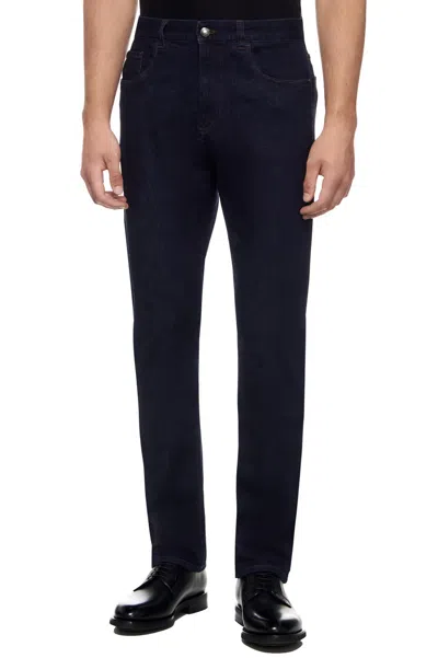 Canali Denim Trousers With Belt Loops In Black