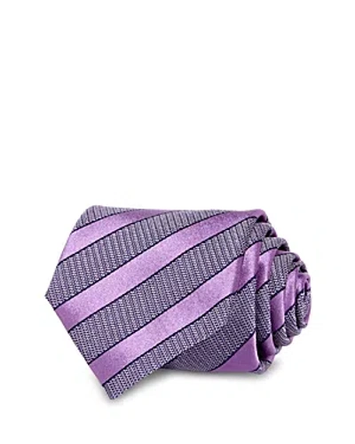 Canali Diagonal Stripe Silk Classic Tie In Purple