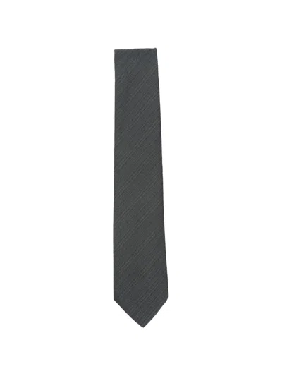 Canali Diagonal-stripe Silk Tie In Gray