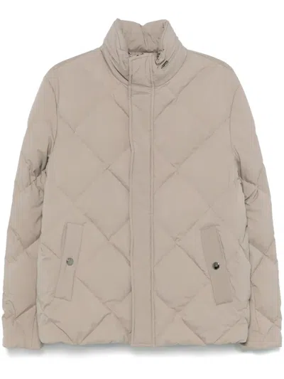 Canali Diamond-quilted Jacket In Neutrals