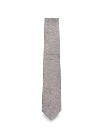 Canali Diamond-pattern Silk Tie In Gray