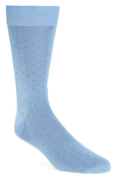 Canali Dot Cotton Dress Socks In Blue