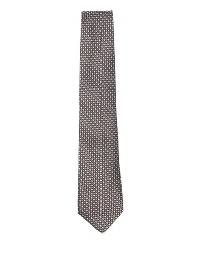 Canali Dotted-pattern Tie In Brown