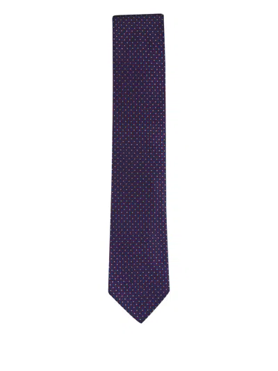 Canali Dotted Silk Tie In Blue