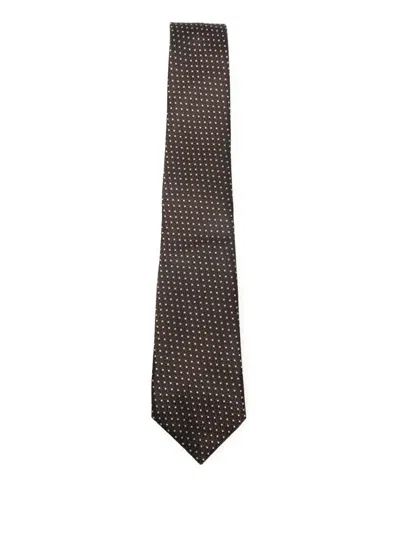 Canali Dotted Tie In Brown