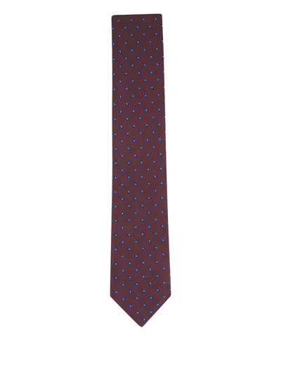 Canali Dotted Tie In Brown