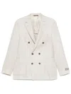 Canali Double-breasted Blazer In White