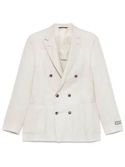 Canali Double-breasted Blazer In White