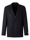 Canali Peak-lapels Wool-blend Blazer In Blue